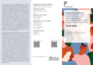 Affiche officielle CSIS Fribourg — Colloque « Diversities that Matter : être musulman en Suisse, entre assignations et besoin d'orientation », 10 septembre 2026.