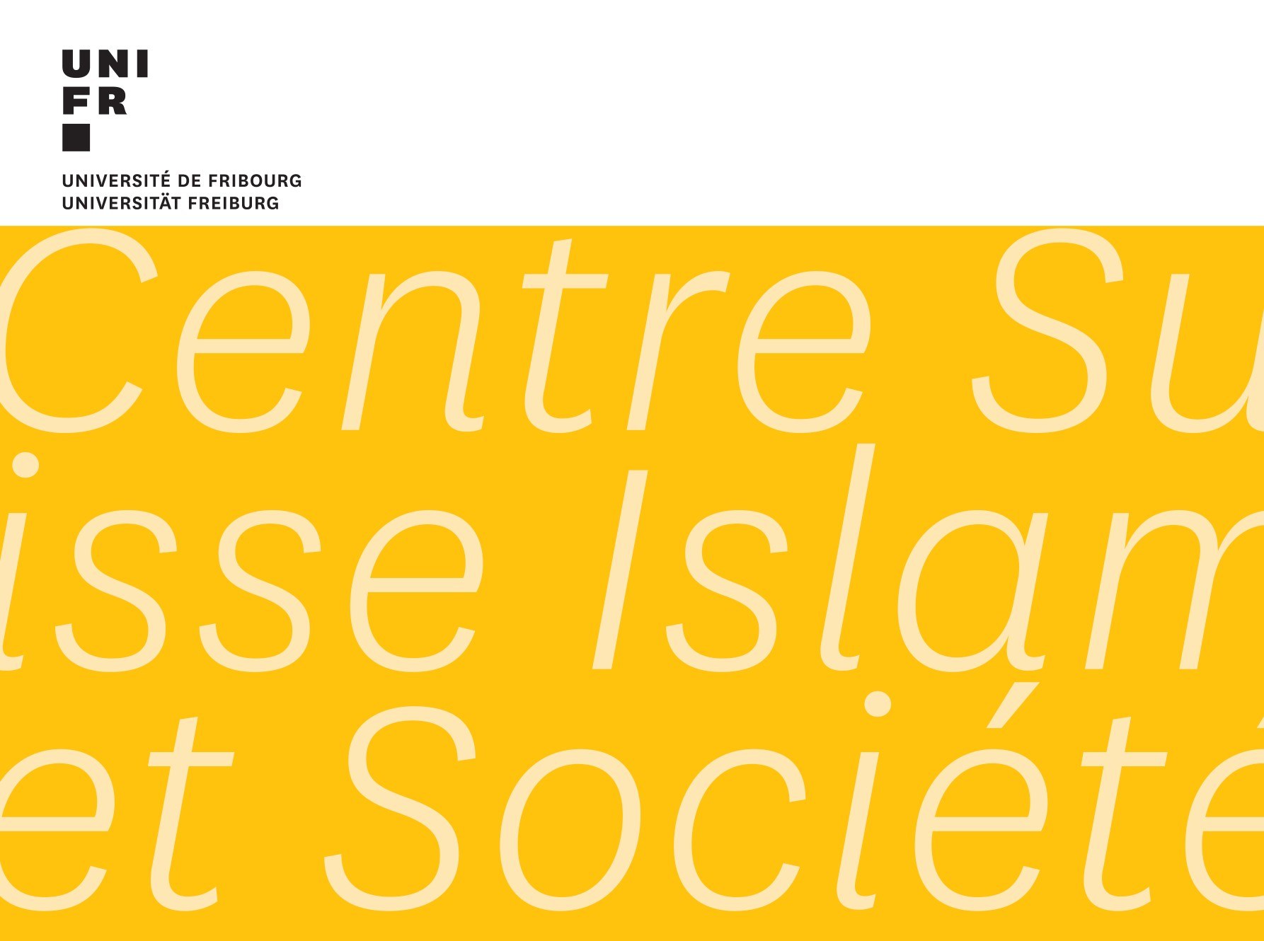 Logo de l'Université de Fribourg et nom du Centre suisse islam et société, d'après la couverture du rapport annuel 2025 du CSIS