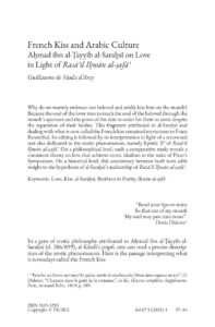 Première page de l'article « French Kiss and Arabic Culture » de Guillaume de Vaulx d'Arcy, Palermo Occasional Papers 3 (2025)